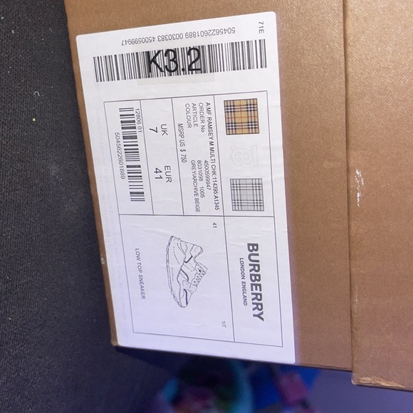 UK 7 EUR 41 Burberry MF RamseyM Multi CHK Low Top Sneaker - Picture 2 of 3